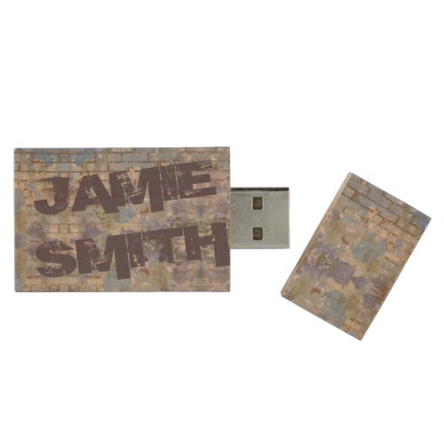 Colourful Abstract Graffiti Wall Street Art Wood Flash Drive