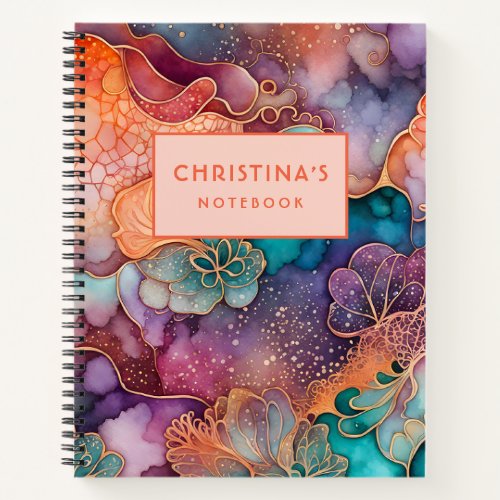 Colourful Abstract Ink Art Spiral Notebook