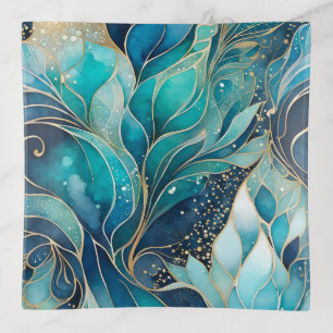 Colourful Abstract Ink Art Trinket Tray