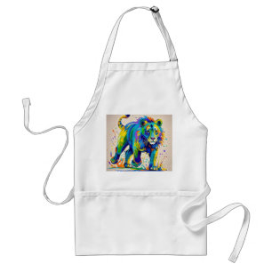Colourful abstract Lion animal art design Adult Apron