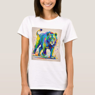 Colourful abstract Lion animal art design T-Shirt