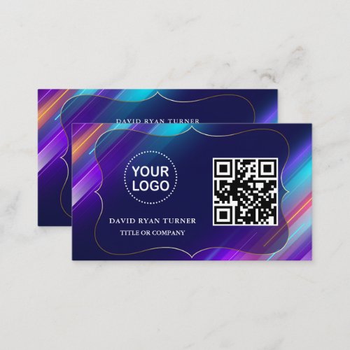 Colourful Abstract Logo QR code Promote Business Business Card