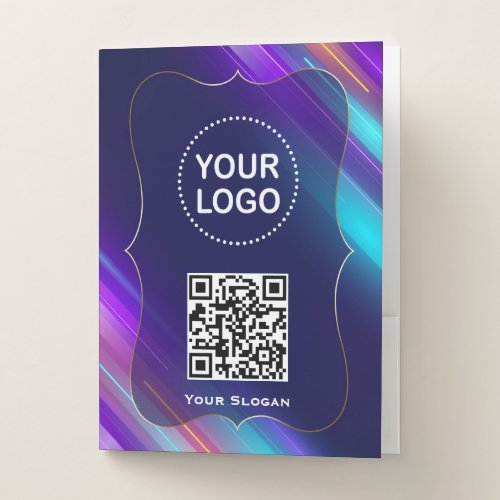 Colourful Abstract Logo QR code Promote Business Pocket Folder