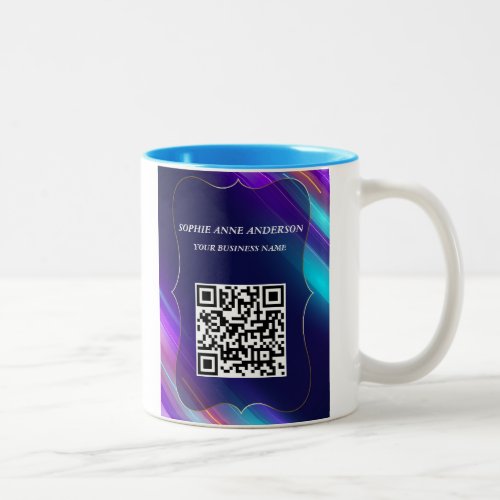 Colourful Abstract Logo QR code Promote Business Two_Tone Coffee Mug