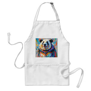 Colourful abstract panda animal art design adult apron