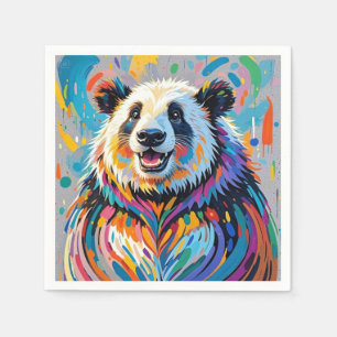 Colourful abstract panda animal art design napkins
