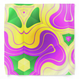 Colourful Abstract Pattern in Mardi Gras Colours Bandana