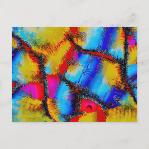 Colourful Abstract Stich Pattern Postcard