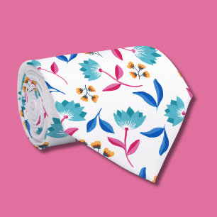 Colourful abstract tulip floral neck tie