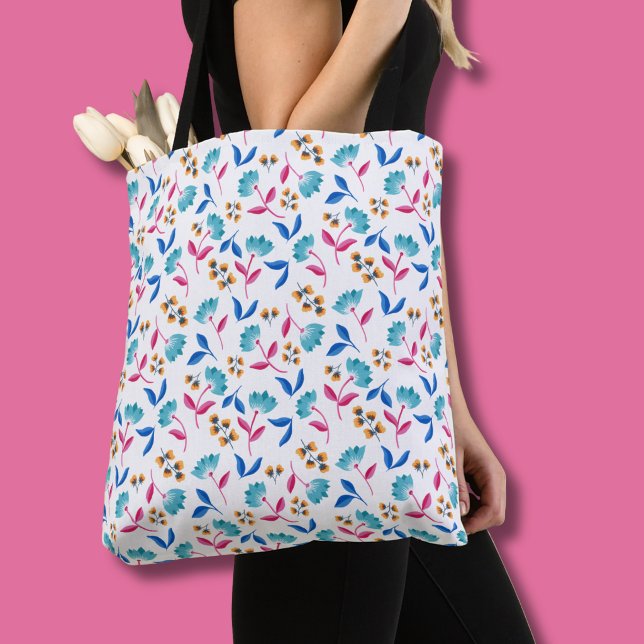 Colourful abstract tulip floral tote bag (Modern Abstract Floral Personalized tote bag)
