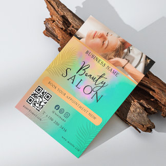 Colourful Abstract Watercolor Hair Stylist Script Flyer