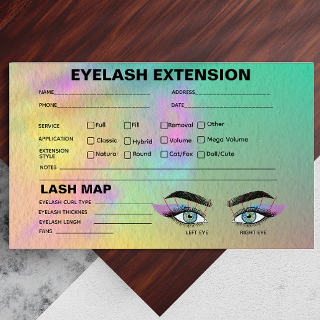 Colourful Abstract Watercolor Lash Client Map Business Card (Colourful Abstract Watercolor Lash Client Map Business Card)