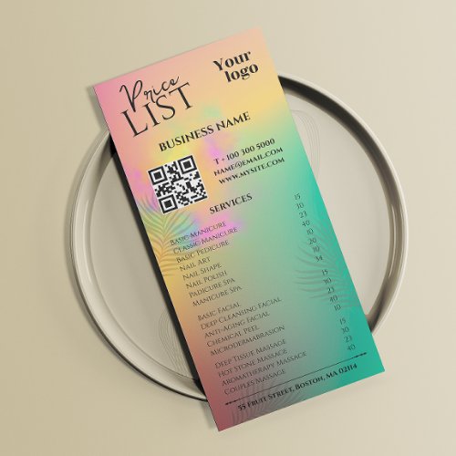 Colourful Abstract Watercolor Service Price List  Rack Card