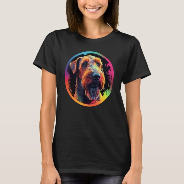 Colourful Airedale Terrier Dog Dad Mom Graffity T-Shirt (Front)