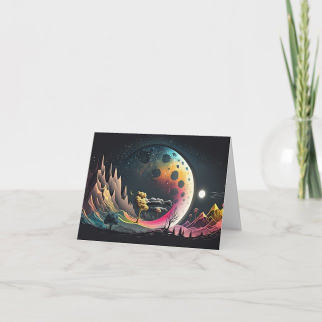 Colourful Alien planet Letterpress Thank You Card (Front)
