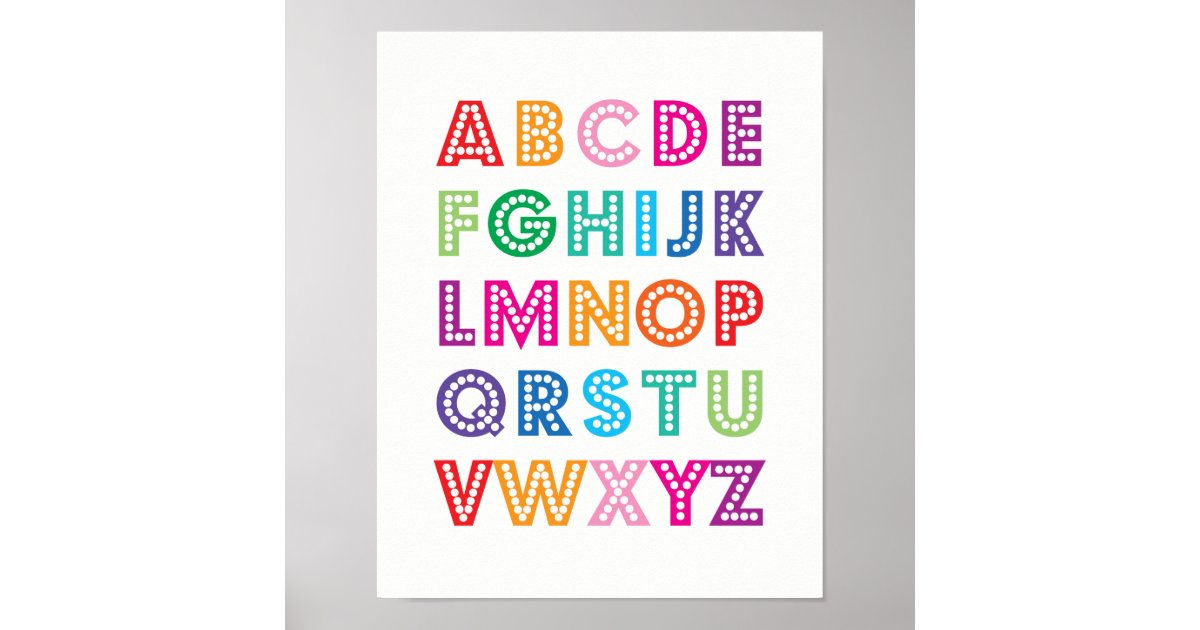 Colourful Alphabet kids poster | Zazzle