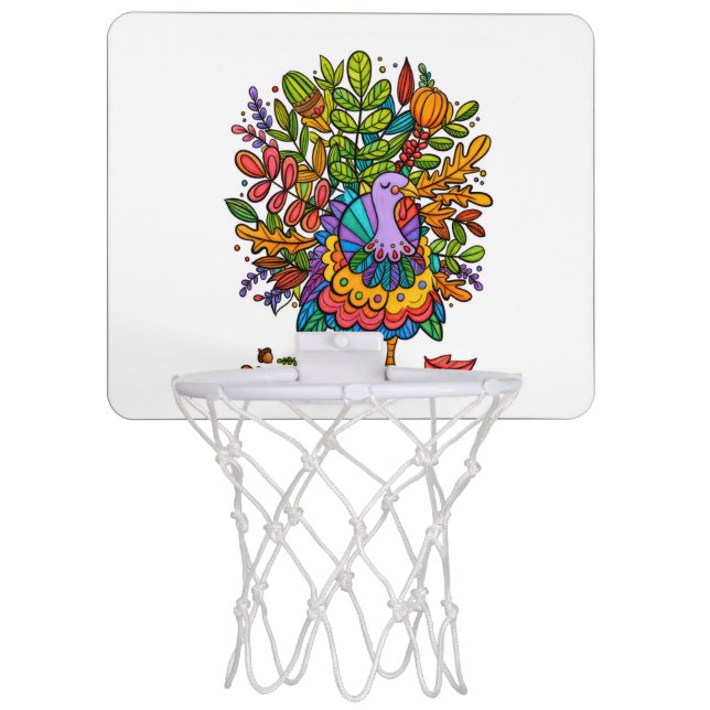 Colourful and amazing funny turkey styled mini basketball hoop (Front)