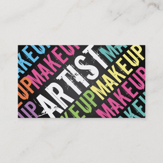 Colourful and Bold MUA Business Cards (Front)