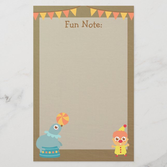 Colourful and Cute Circus Theme Stationery (Front)