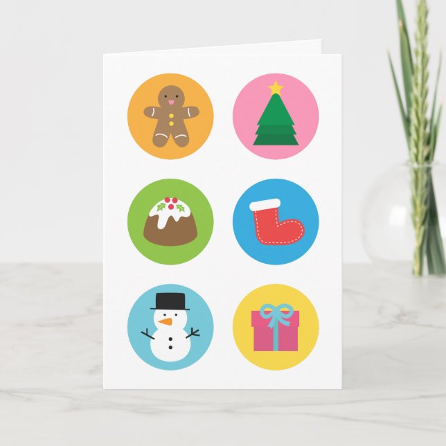Colourful and Cute, Merry and Bright Christmas Holiday Card (Front)