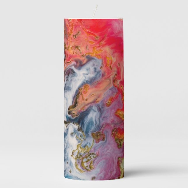Colourful and Modern Abstract Design Pillar Candle (Front)