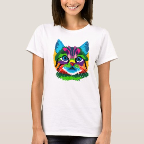 Colourful and Vibrant Cat portrait Tee