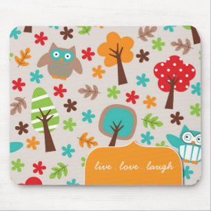 Colourful and Whimsical Owl Mousepad
