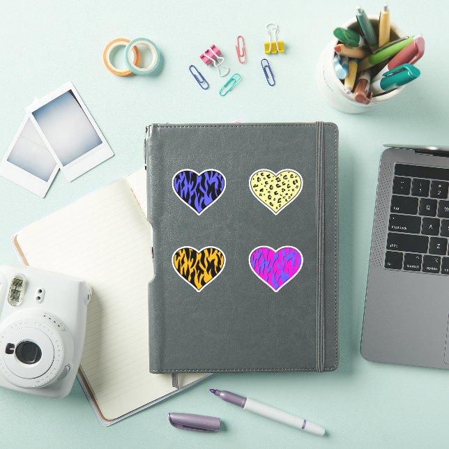 Colourful Animal Print Hearts Sticker (iPad Cover)