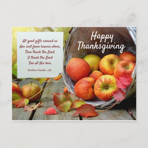 Colourful Apple Basket Thanksgiving Postcard