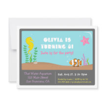 Colourful Aquarium Kids Birthday Party Invitations