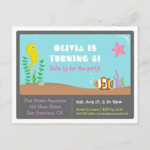Colourful Aquarium Kids Birthday Party Invitations