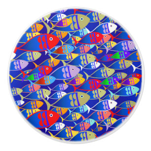 Colourful Art Deco Fish Design Ceramic Knob