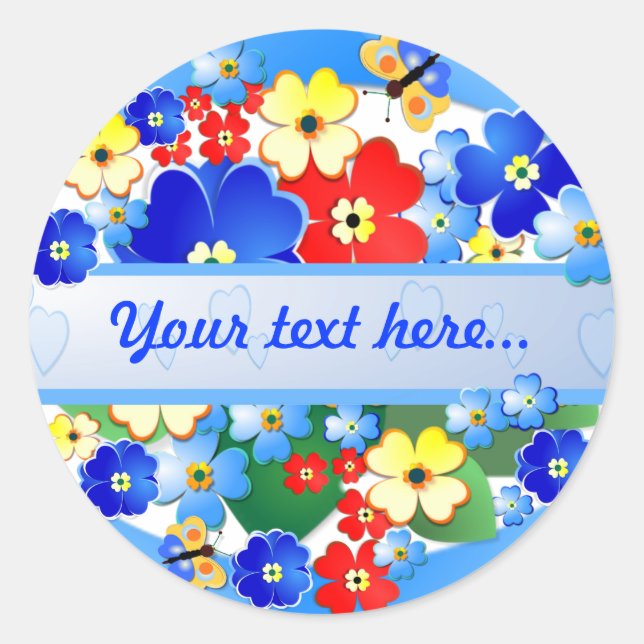 Colourful Art Deco Flower Design Classic Round Sticker (Front)