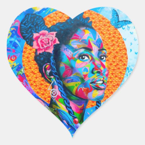 Colourful art heart sticker