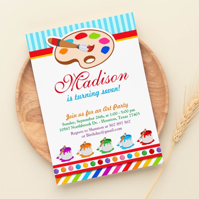 Colourful Art Party Birthday Party Invitation (Creator Uploaded)