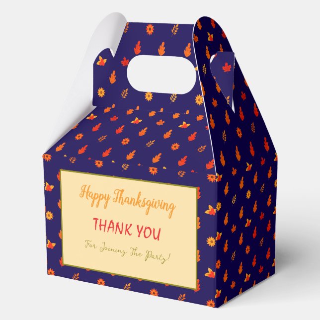 Colourful Autumn Leaves Thanksgiving Dinner Party  Favor Boxes (Front)