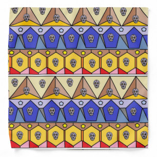 Colourful Aztec Pattern With Mini Sugar Skulls Bandana