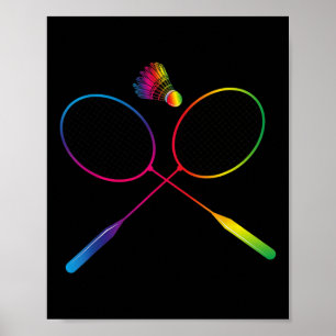 Colourful Badminton Shuttle With Shuttle Racket Poster