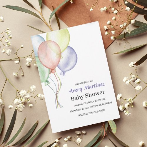 Colourful balloon Baby Shower Invitation