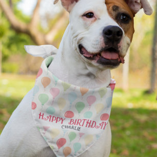 Colourful Balloon Pattern Dog Birthday Name Bandana