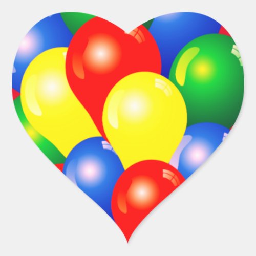 Colourful balloons birthday party template heart sticker