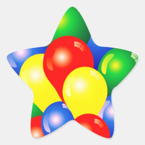 Colourful balloons birthday party template star sticker