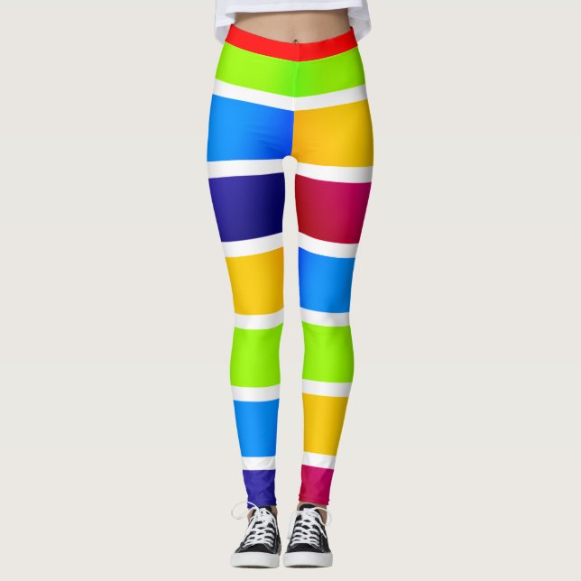Colourful Bands Mardi Gras Festive Leggings (Front)