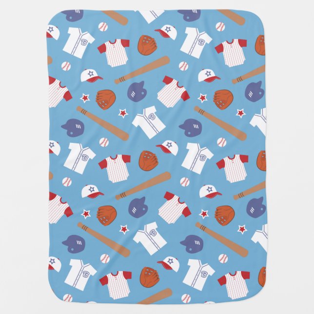 Colourful Baseball Theme Pattern For Babies Receiving Blanket (Front)