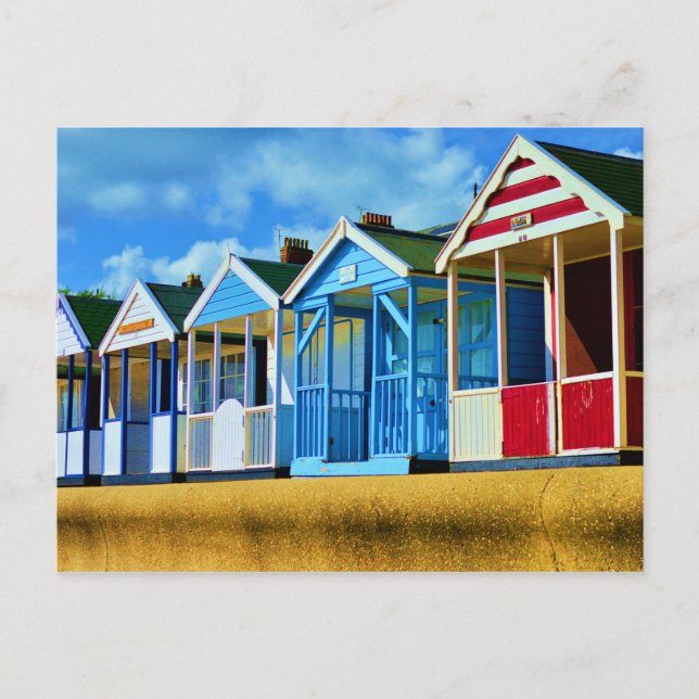 Colourful Beach huts Postcard (Front)