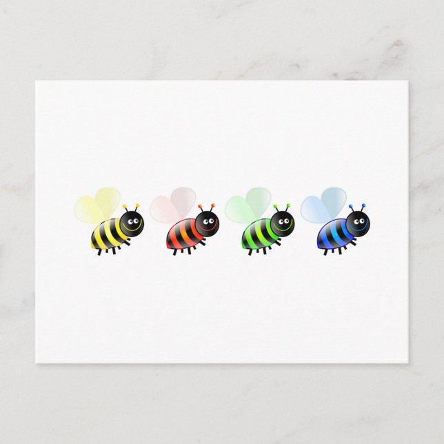 Colourful Bees Postcard (Front)