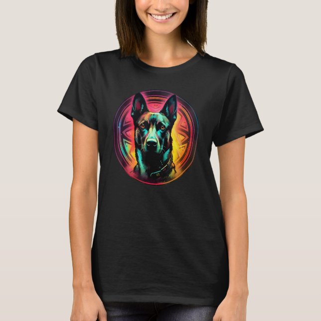 Colourful Belgian Malinois Dog Dad Mom Graffity T-Shirt (Front)