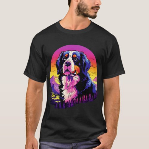 Colourful Bernese Mountain Dog Dog Dad Mom Graffit T_Shirt