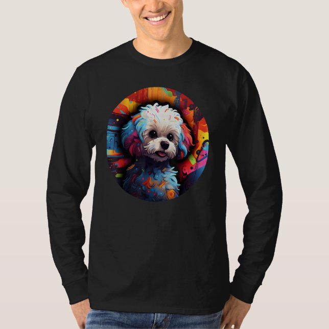 Colourful Bichon Frise Dog Dad Mom Graffity 1 T-Shirt (Front)