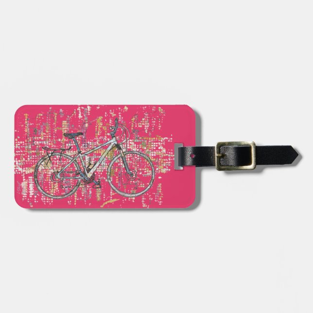 Colourful bicycle drawing luggage tag (Front Horizontal)